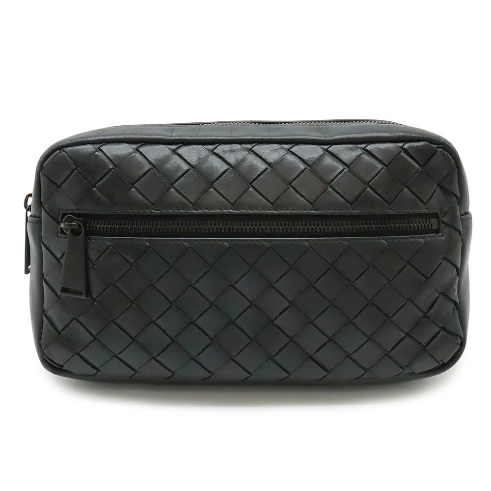 BOTTEGA VENETA Intrecciato Belt Bag Body Waist Leather Black